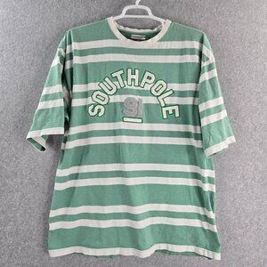 Vintage Southpole Shirt Men 2XL XXL Green White Striped Y2K Skate Street Hip Hop